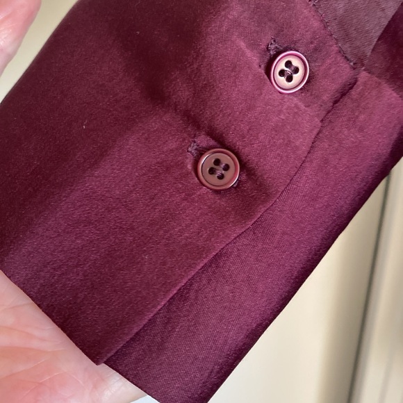 Silky Long Sleeve Pullover Tunic Top, Size Lg. V-neck, Rich Wine/Maroon color - Picture 3 of 3